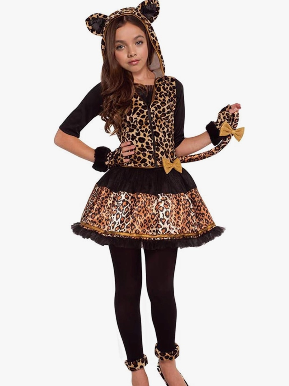 Leopard Print Kitty Costume with Black and Gold Accents
